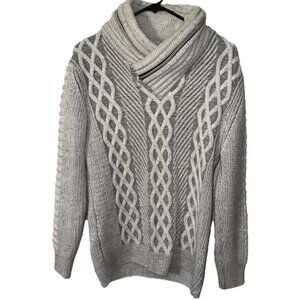 Vercini Gray Cable Knit Heavy Sweater High Neck Size XL